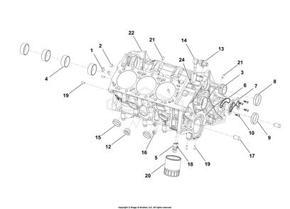 Engine Group - Cylinder Block Diagram and Parts List for 076650-02  Briggs and Stratton Generator